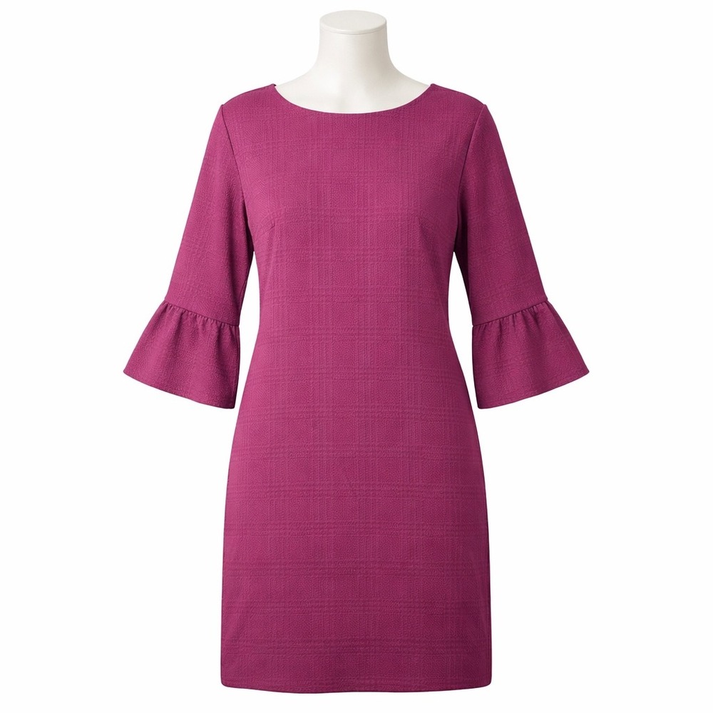 Banana Republic Dressβ Womens Size Medium Pink Purple Textured Bell Sleeve Shift